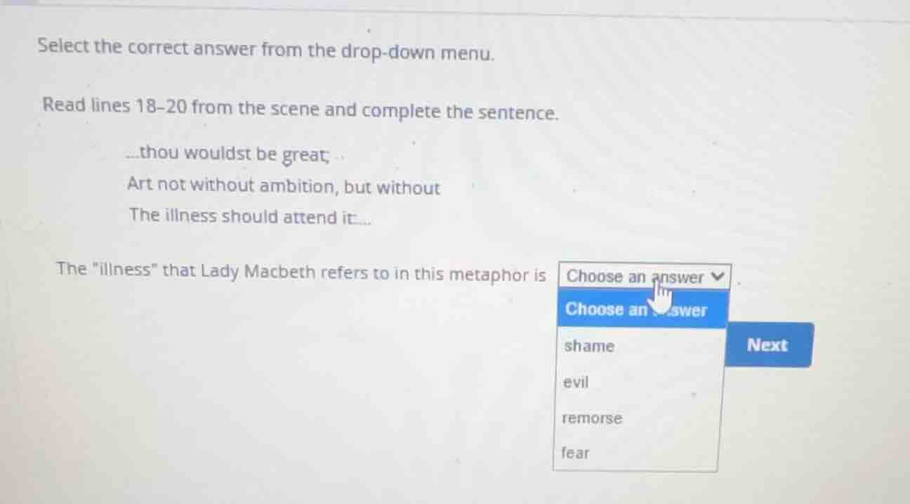 select the correct answer from the drop-down menu. read lines 18-20 fro…