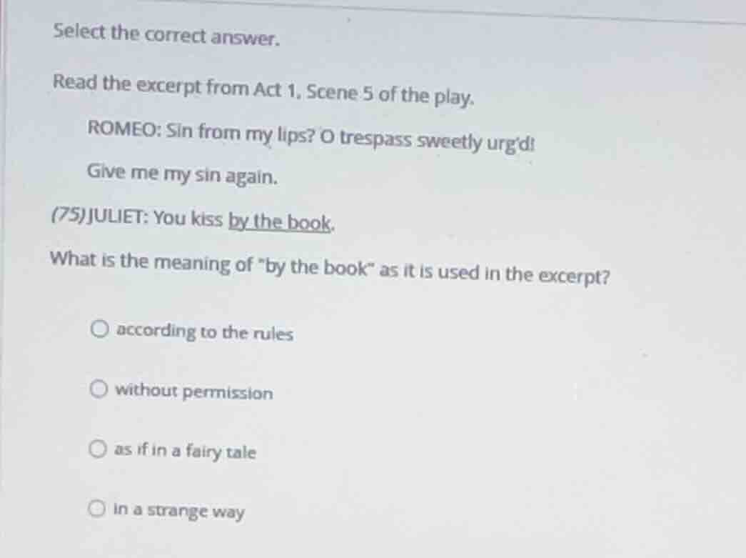 select the correct answer. read the excerpt from act 1, scene 5 of the …