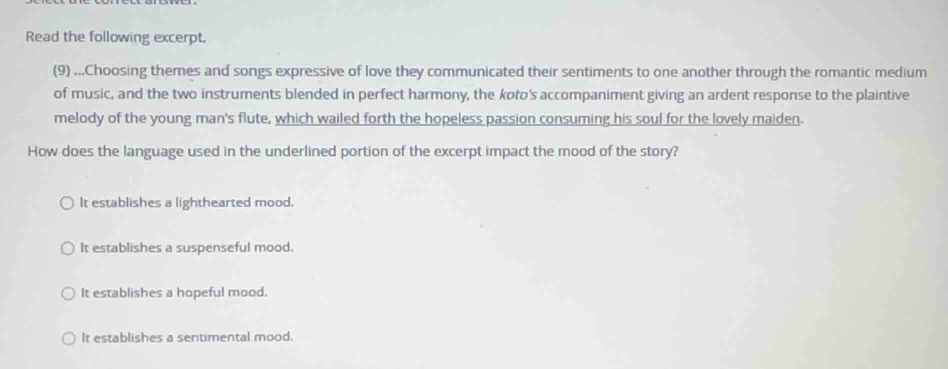 select the correct answer. read the following excerpt. (9) ...choosing …