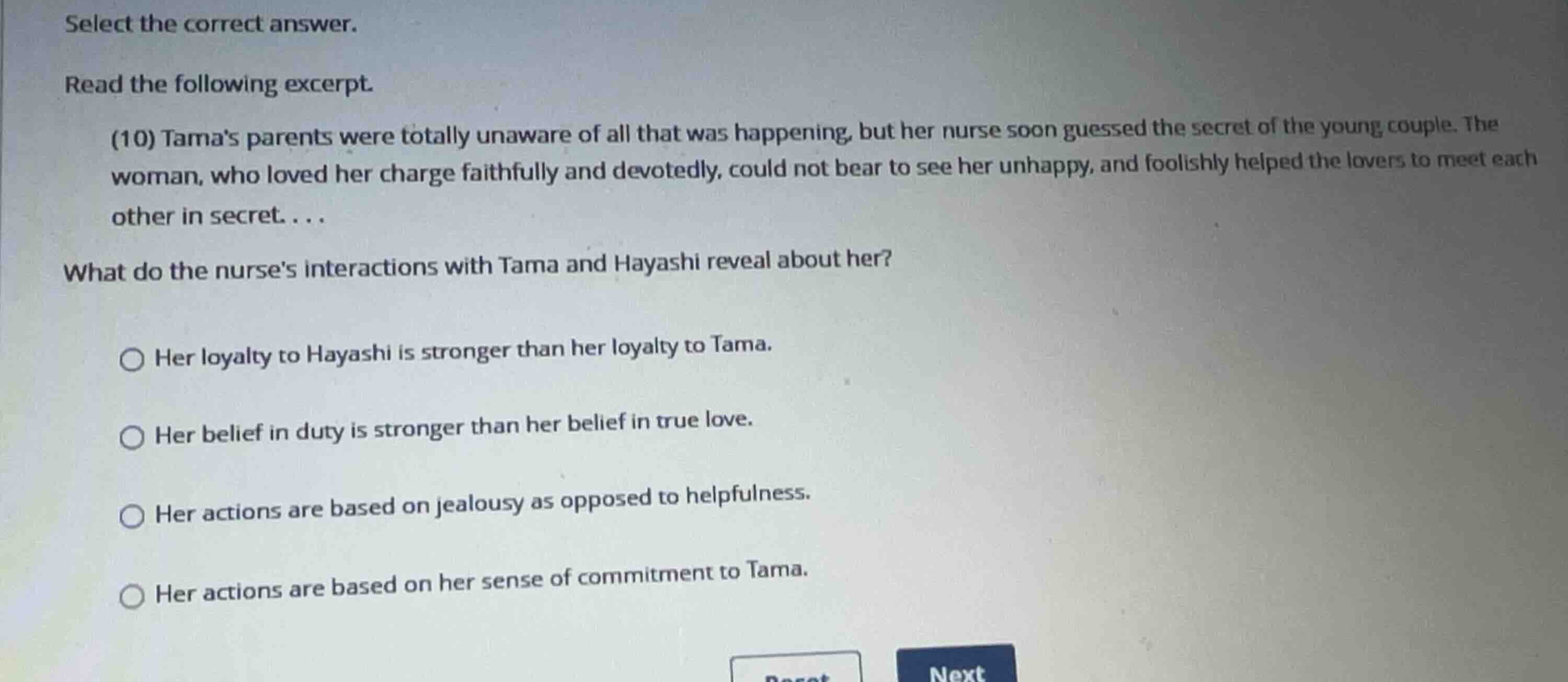 select the correct answer. read the following excerpt. (10) tamas paren…