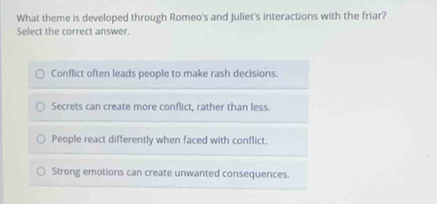 what theme is developed through romeos and juliets interactions with th…