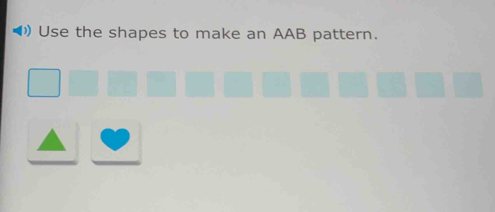 use the shapes to make an aab pattern.
