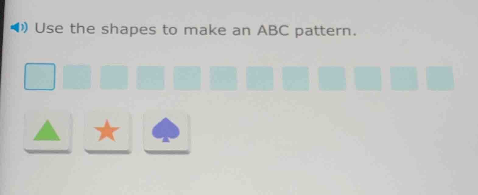 use the shapes to make an abc pattern.
