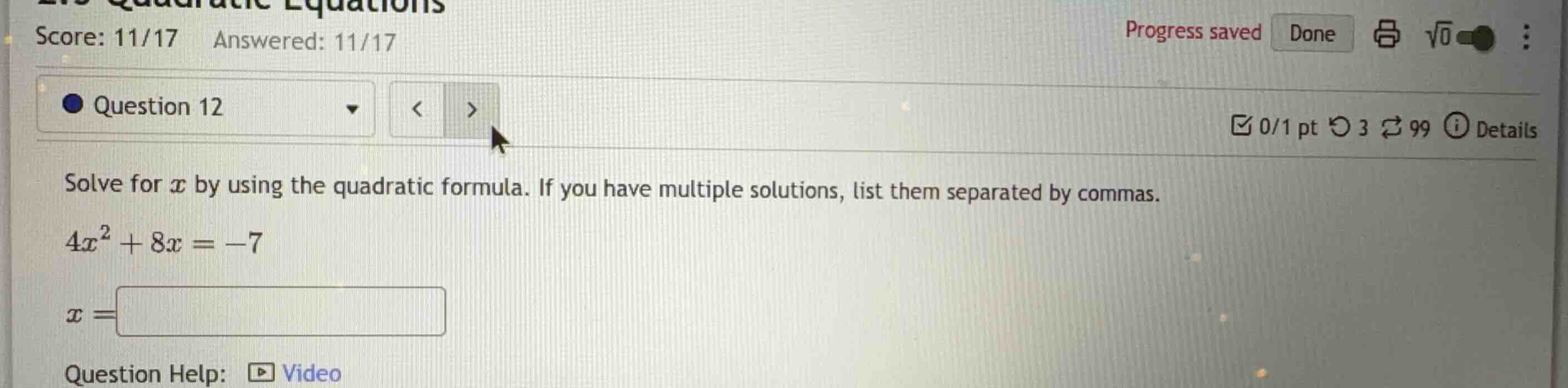 solve for \\(x\\) by using the quadratic formula. if you have multiple …