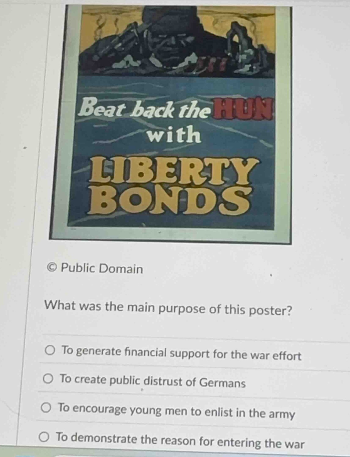 what was the main purpose of this poster? to generate financial support…