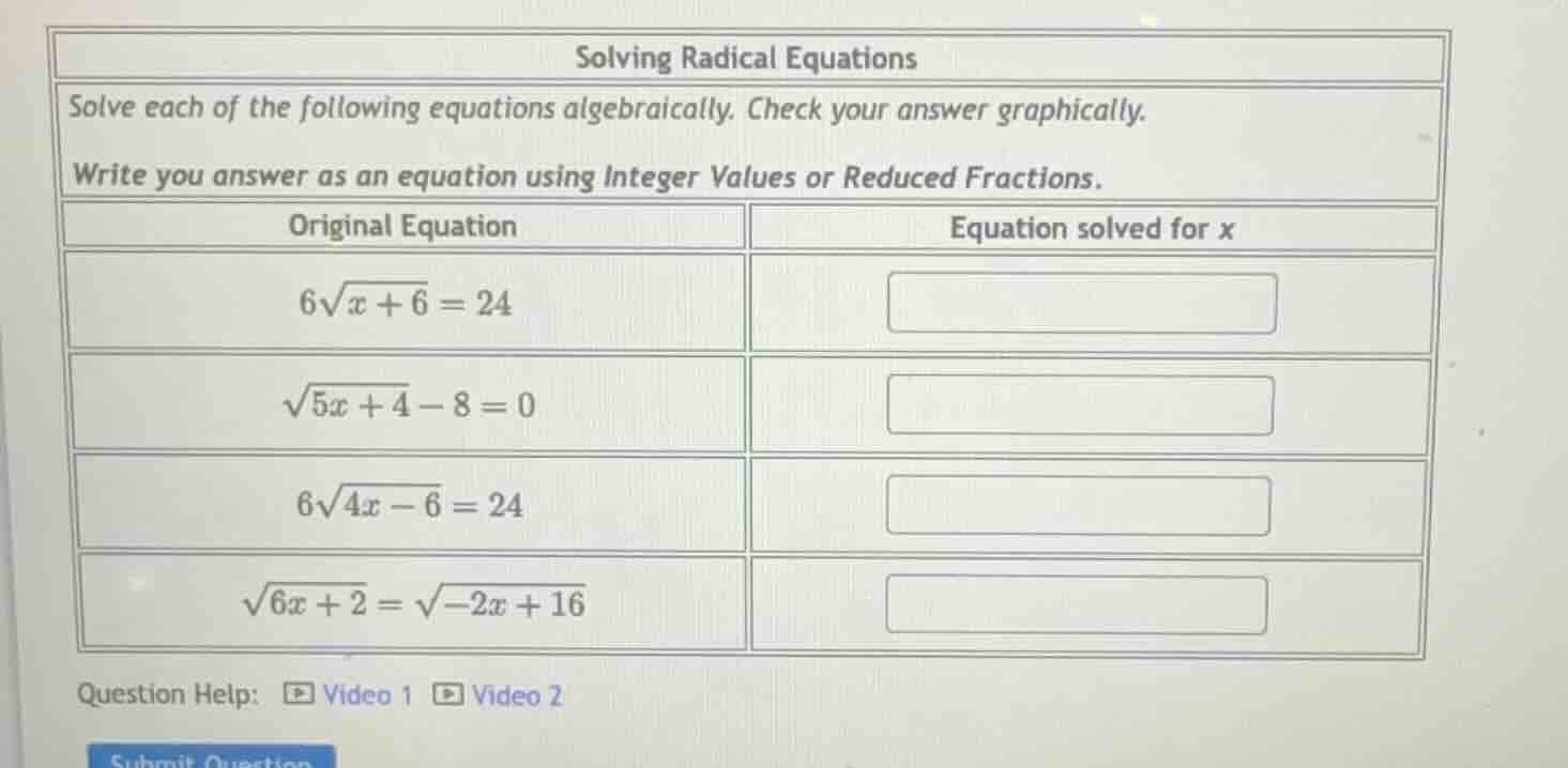 solving radical equations solve each of the following equations algebra…