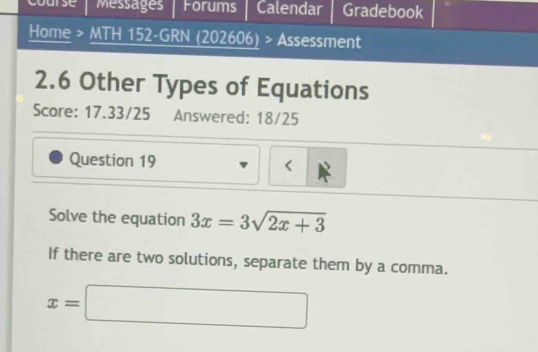 solve the equation \\(3x = 3\\sqrt{2x + 3}\\) if there are two solution…