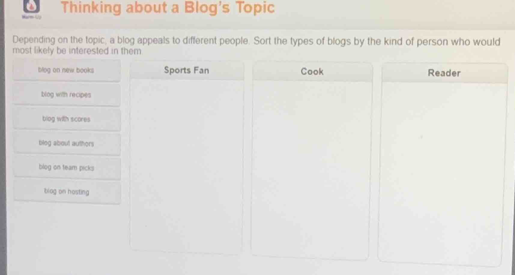 thinking about a blogs topic depending on the topic, a blog appeals to …