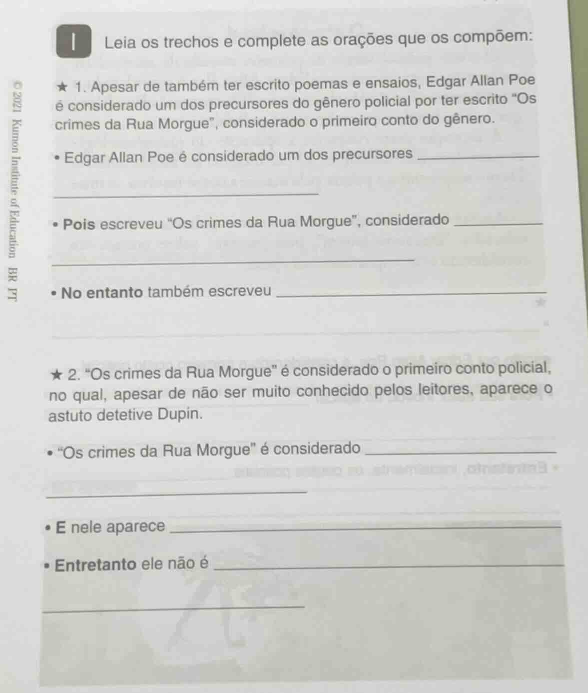 leia os trechos e complete as orações que os compõem: 1. apesar de tamb…