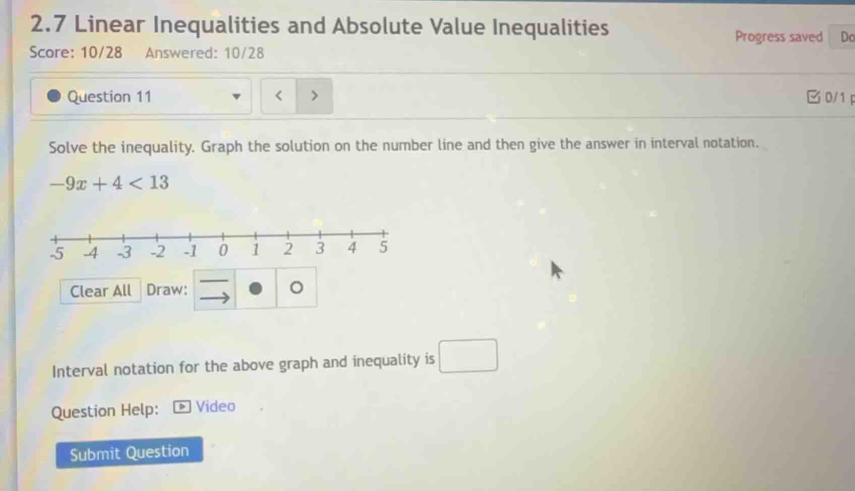 solve the inequality. graph the solution on the number line and then gi…