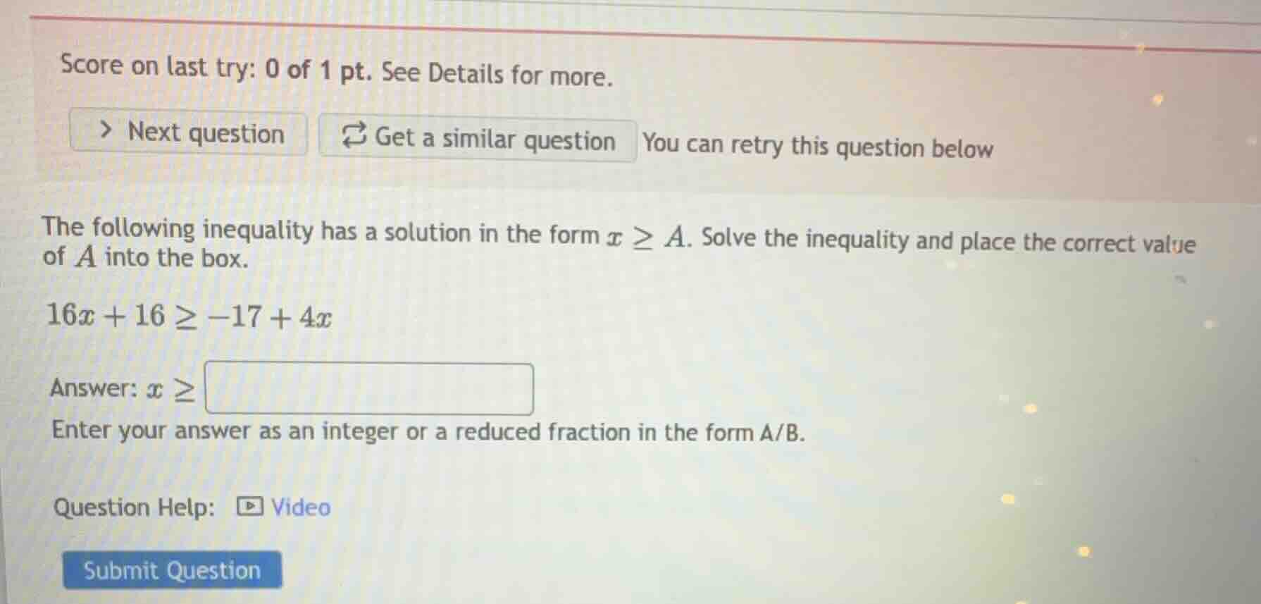 the following inequality has a solution in the form \\(x \\ge a\\). sol…