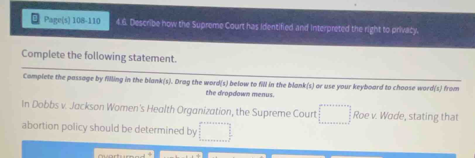 4.6. describe how the supreme court has identified and interpreted the …