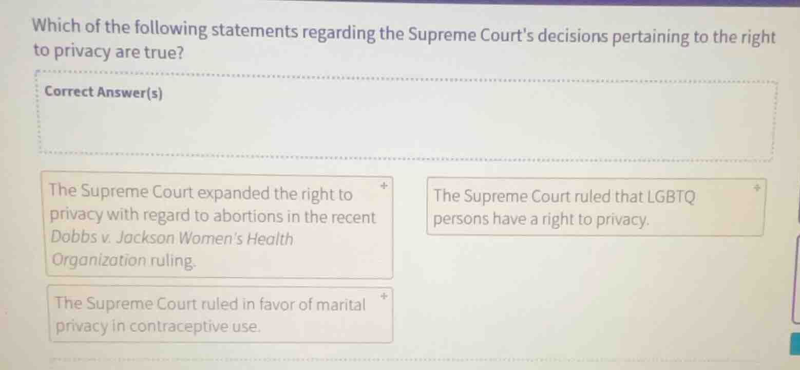 which of the following statements regarding the supreme courts decision…