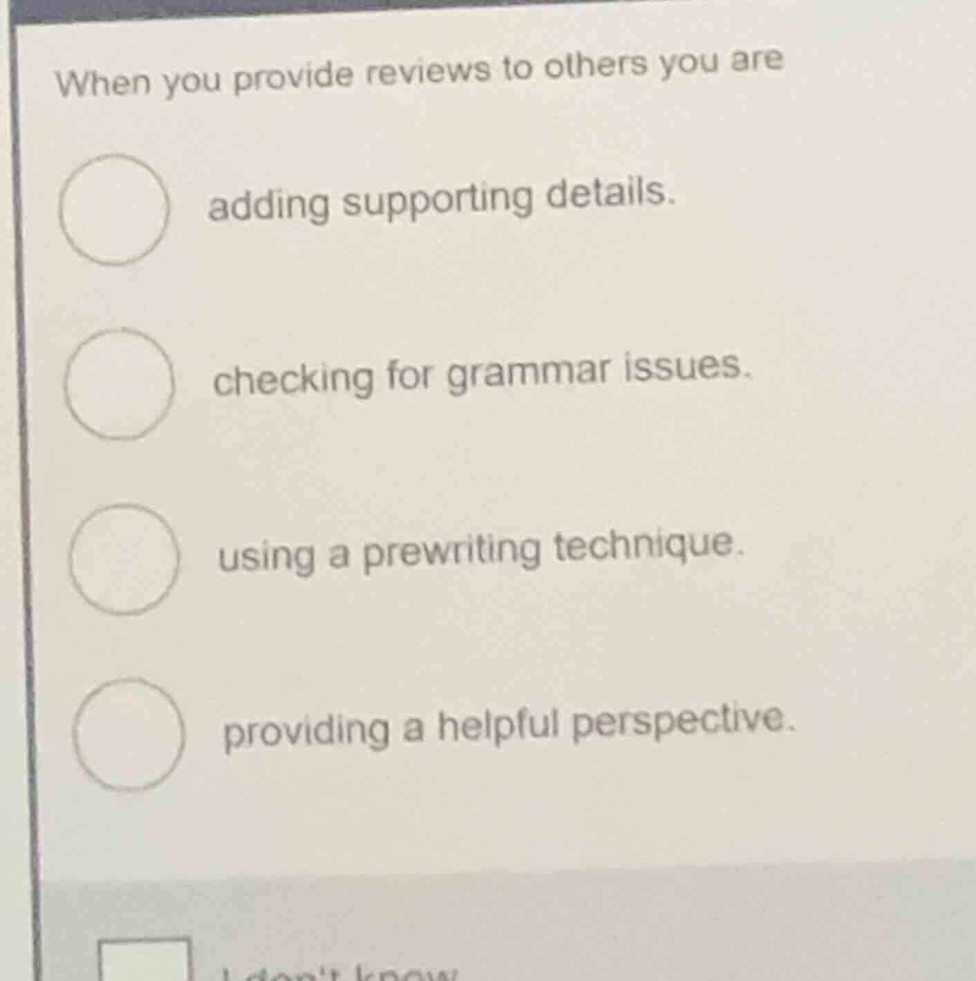 when you provide reviews to others you are adding supporting details. c…