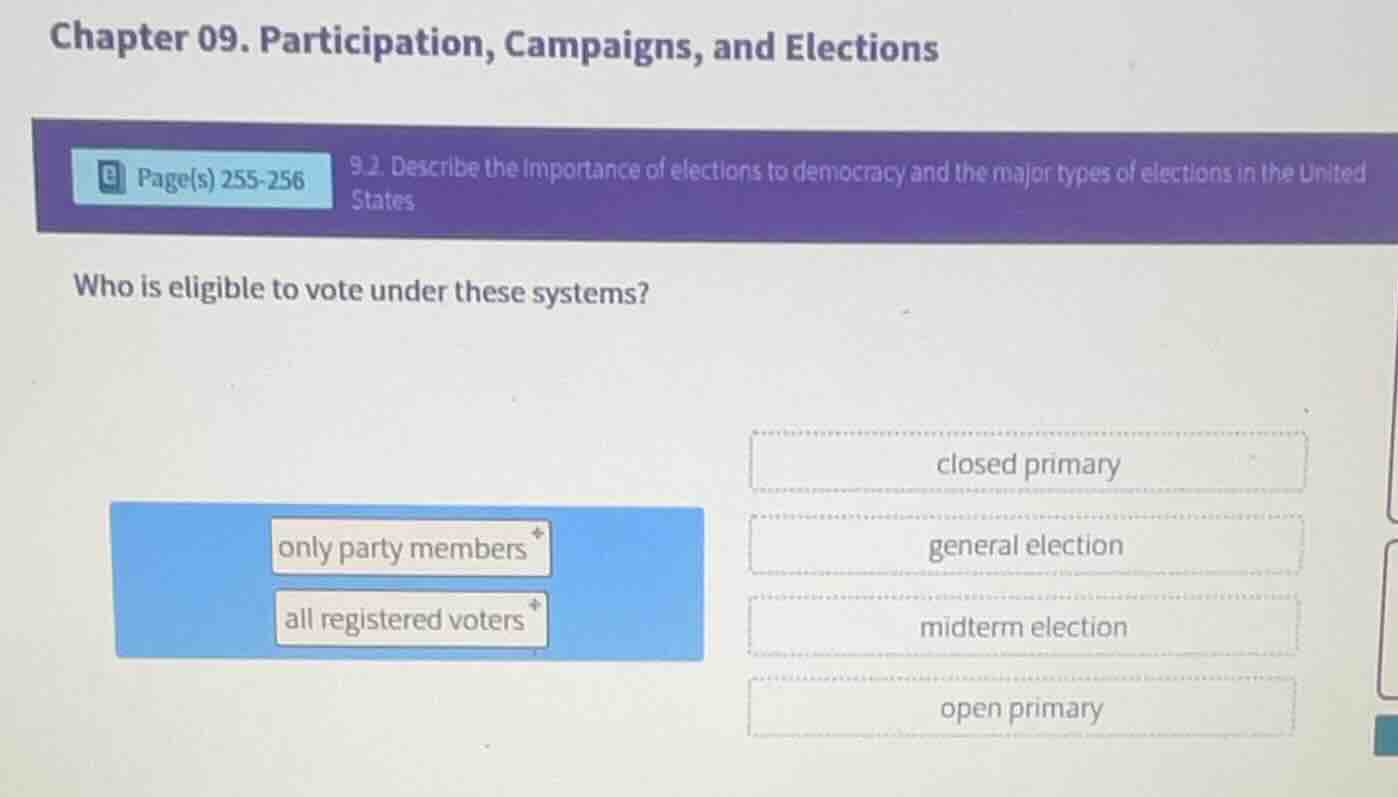 chapter 09. participation, campaigns, and elections page(s) 255-256 9.2…