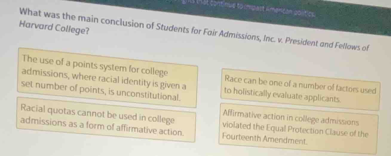 what was the main conclusion of students for fair admissions, inc. v. p…