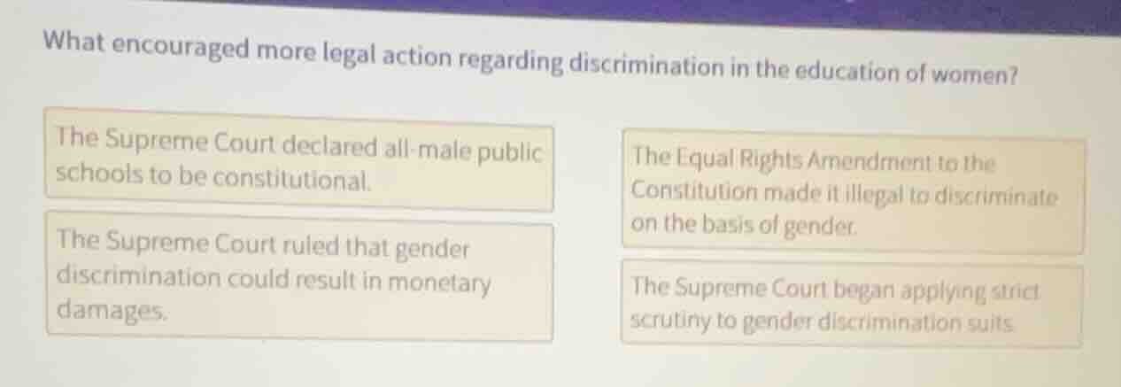 what encouraged more legal action regarding discrimination in the educa…