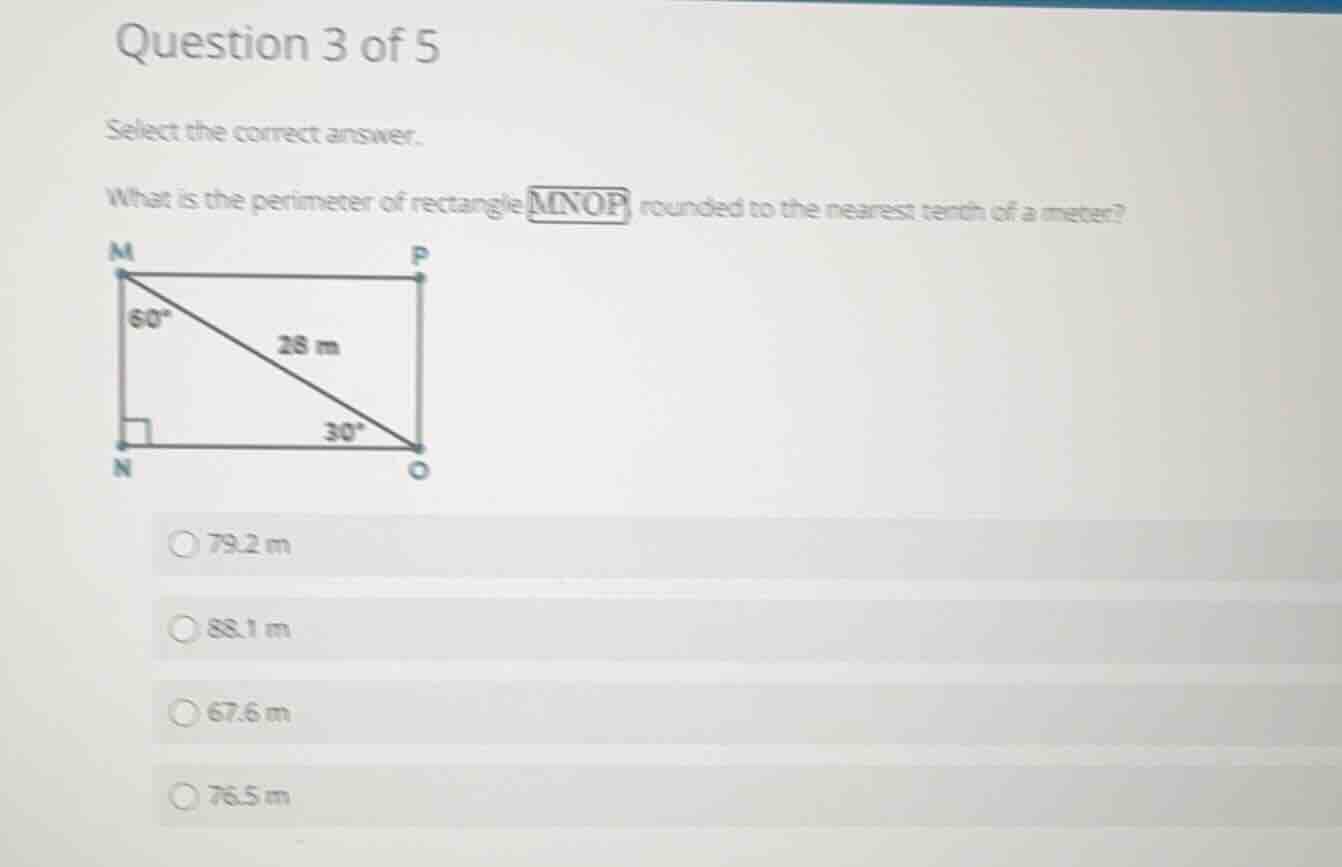 question 3 of 5 select the correct answer. what is the perimeter of rec…