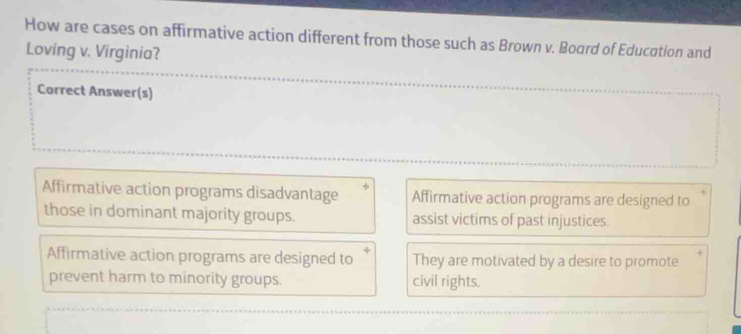 how are cases on affirmative action different from those such as brown …