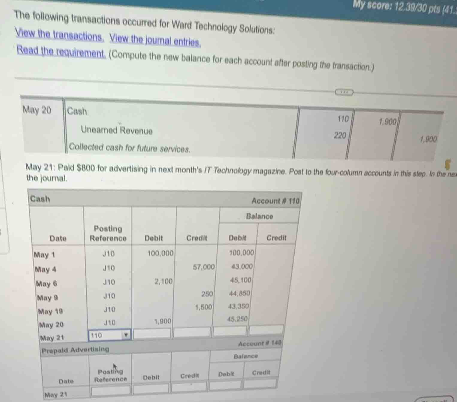 the following transactions occurred for ward technology solutions: view…