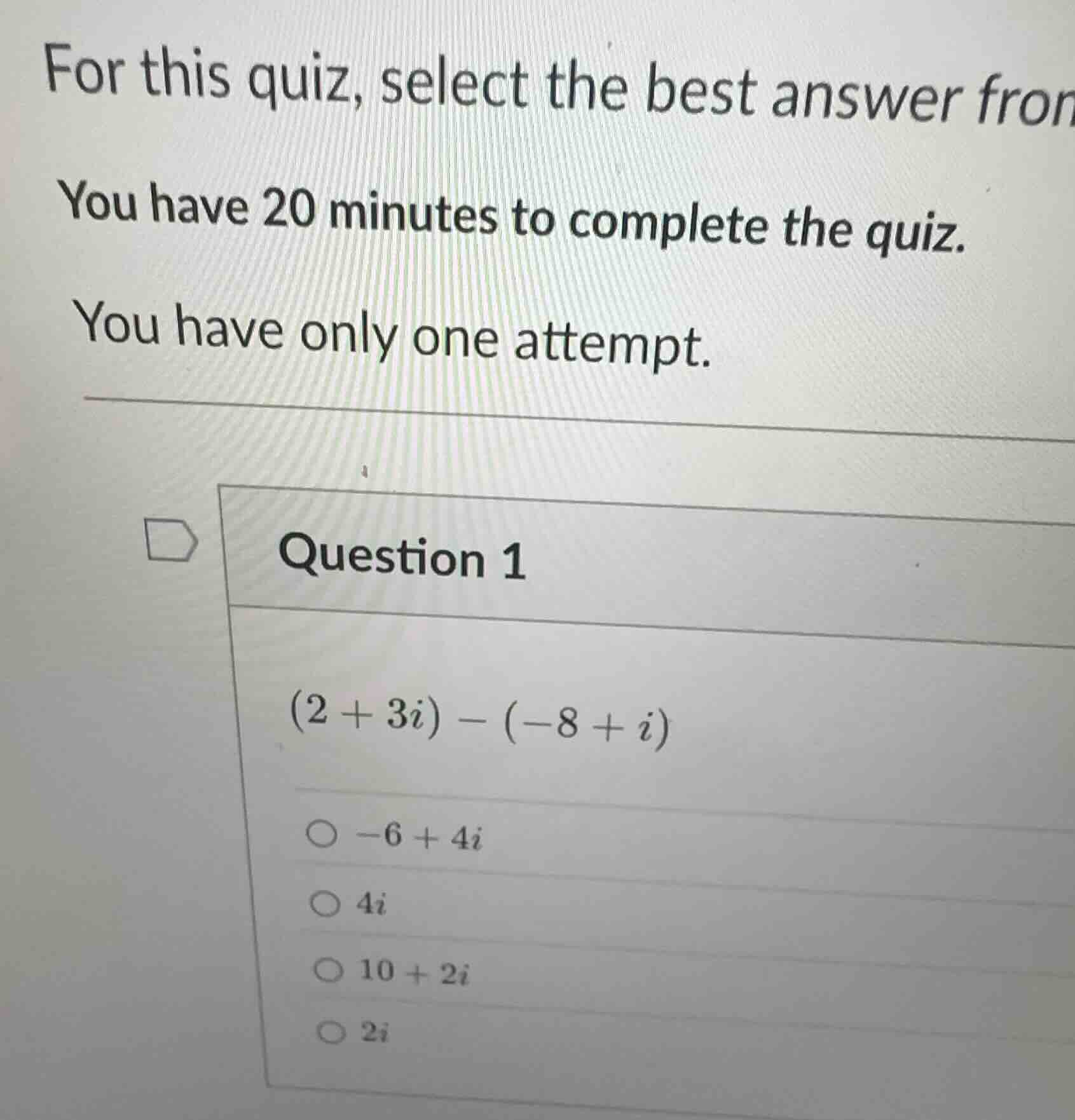 for this quiz, select the best answer from you have 20 minutes to compl…
