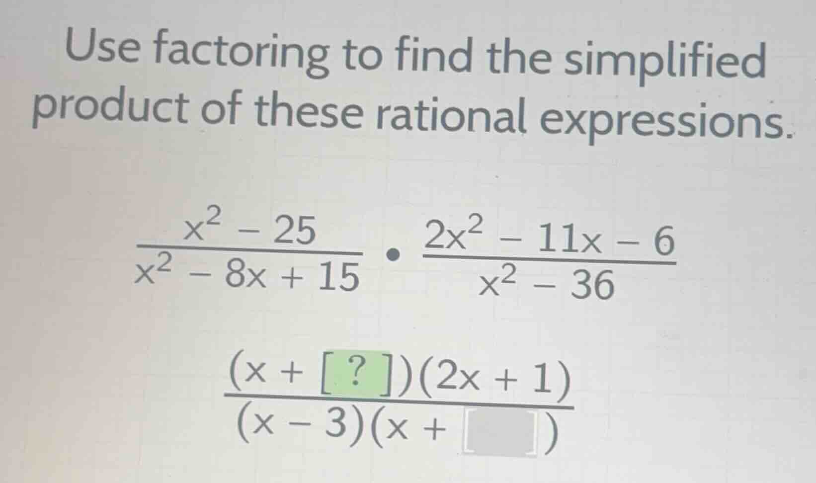 use factoring to find the simplified product of these rational expressi…