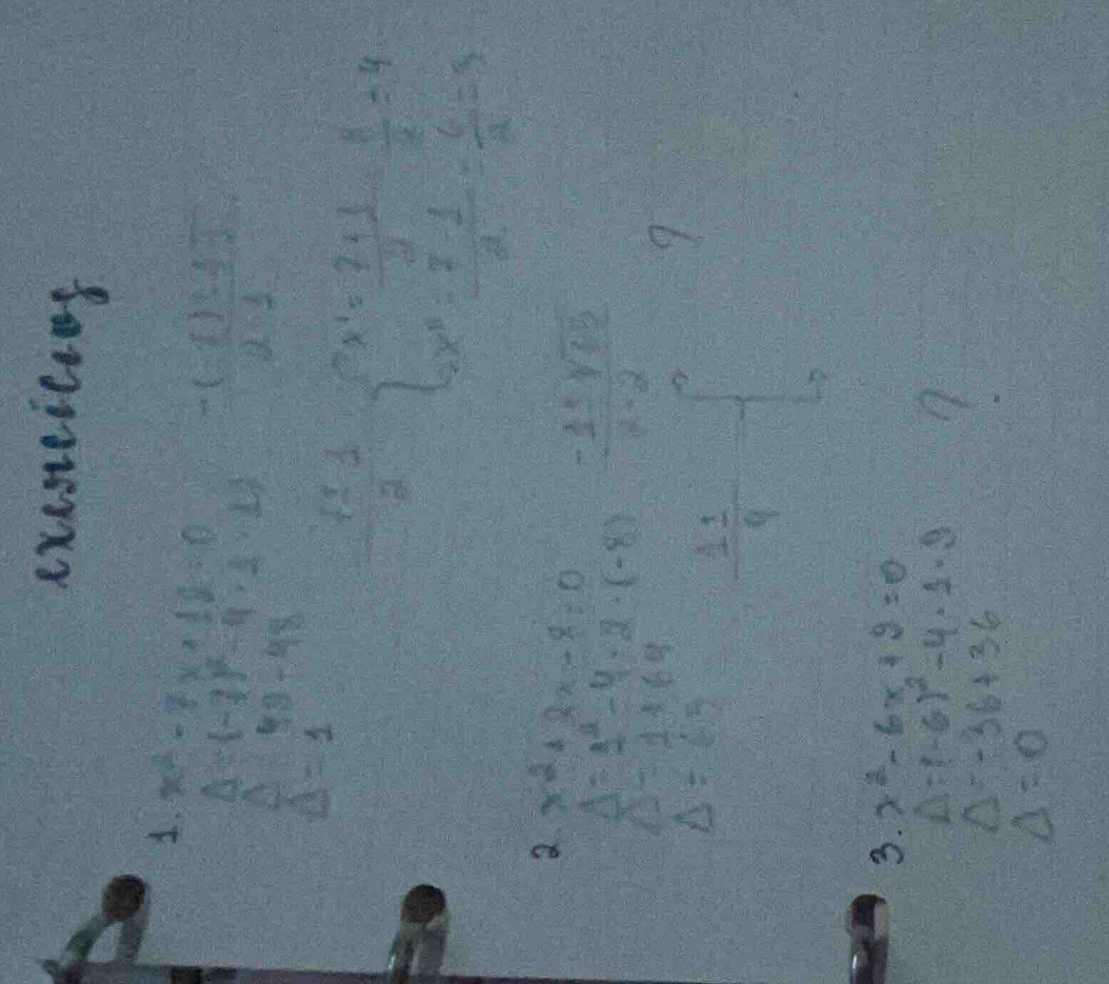exercícios 1. \\(x^2 - 7x + 12 = 0\\) \\(\\delta = (-7)^2 - 4 \\cdot 1 …