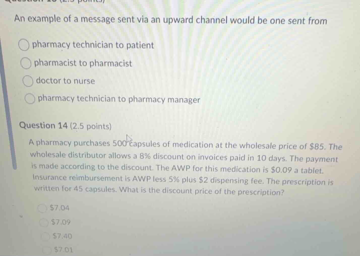 question 13 (2.5 points) an example of a message sent via an upward cha…