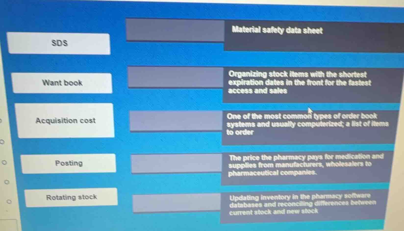 sds want book acquisition cost posting rotating stock material safety d…