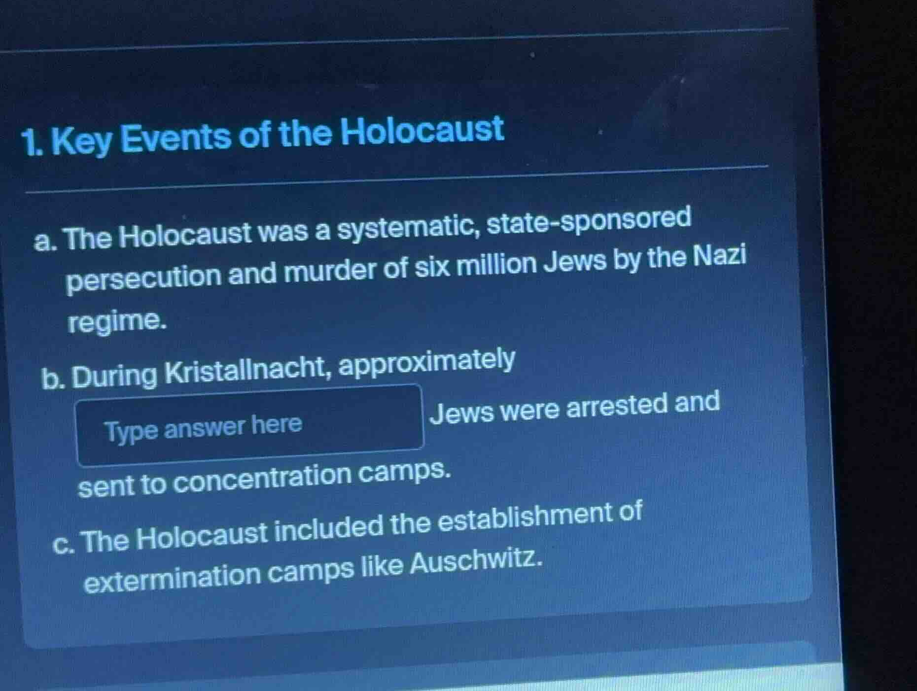 1. key events of the holocaust a. the holocaust was a systematic, state…