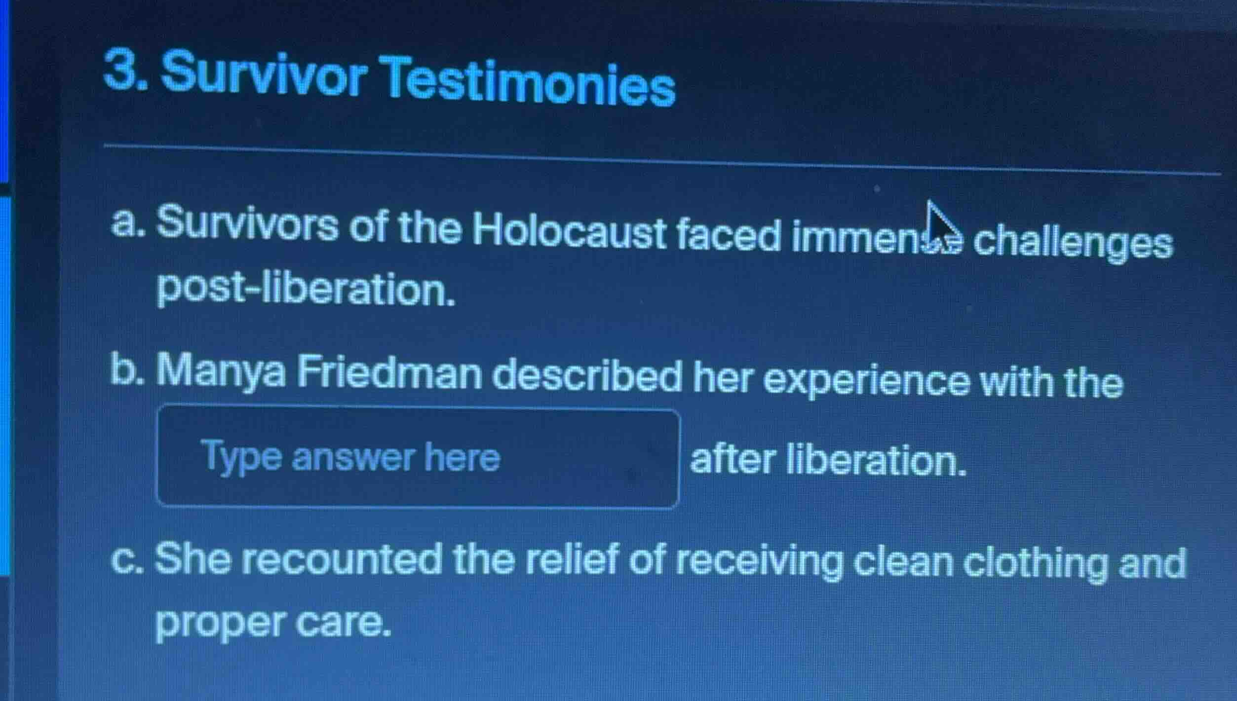 3. survivor testimonies a. survivors of the holocaust faced immense cha…