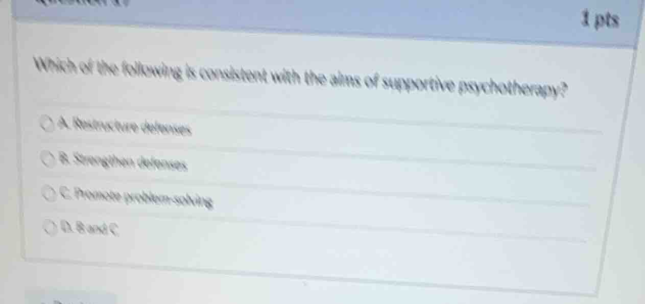 which of the following is consistent with the aims of supportive psycho…