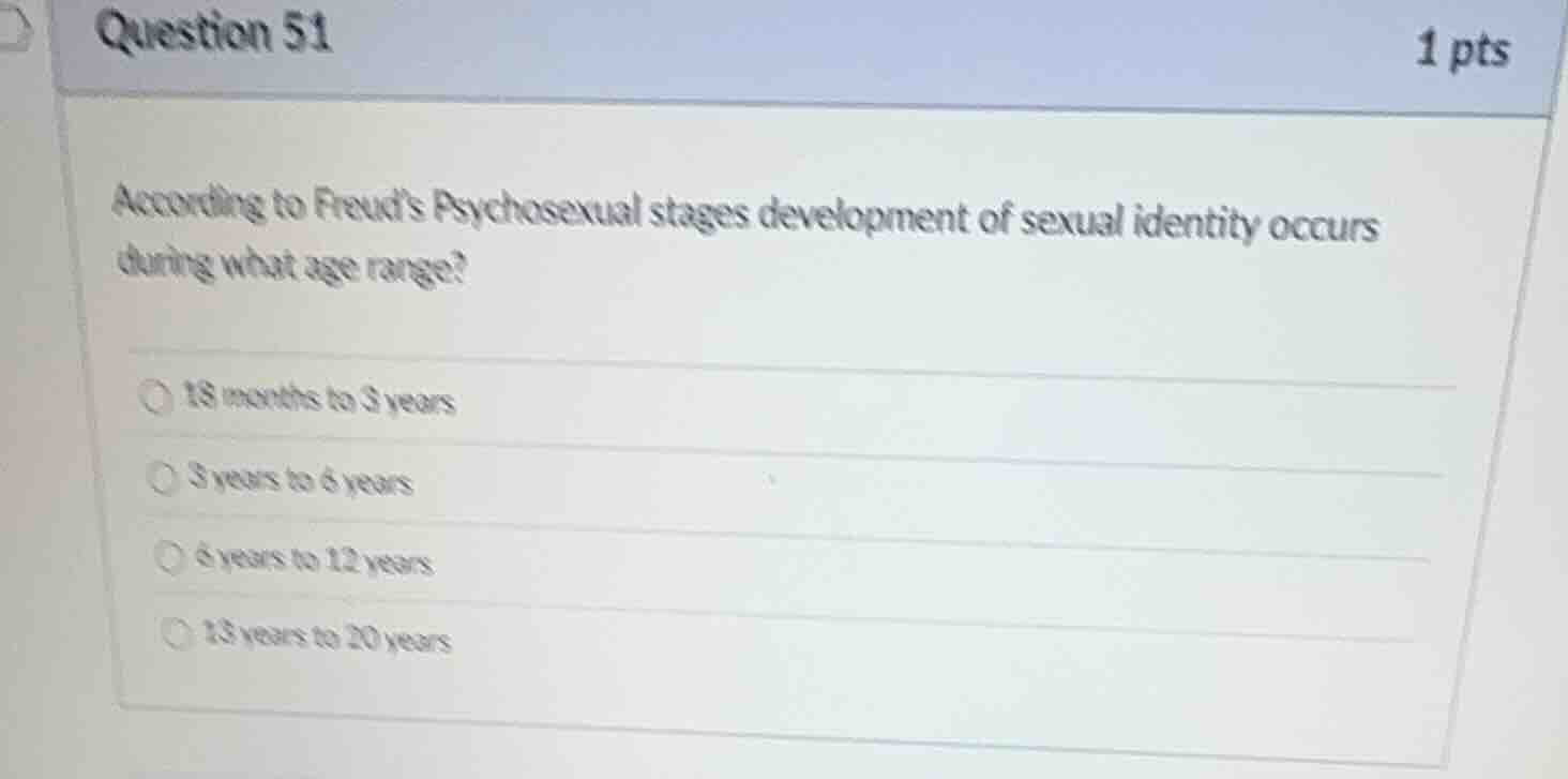question 51 1 pts according to freuds psychosexual stages development o…