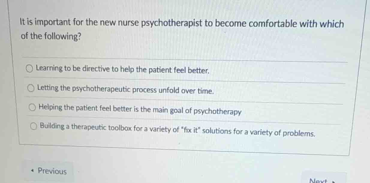 it is important for the new nurse psychotherapist to become comfortable…