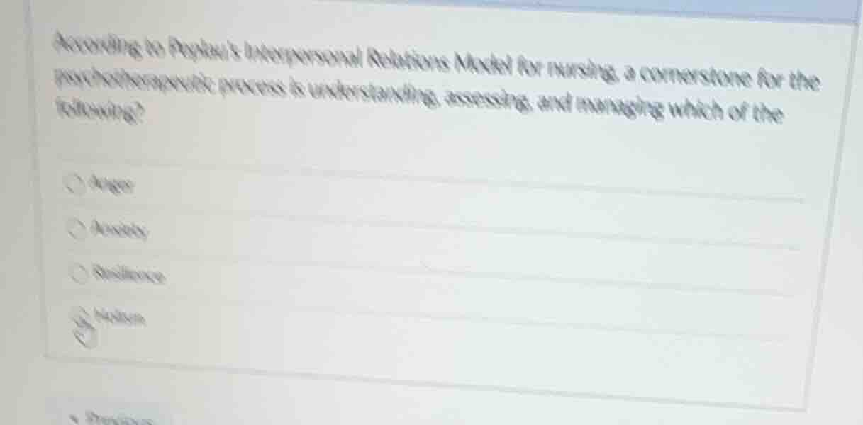 according to peplaus interpersonal relations model for nursing, a corne…