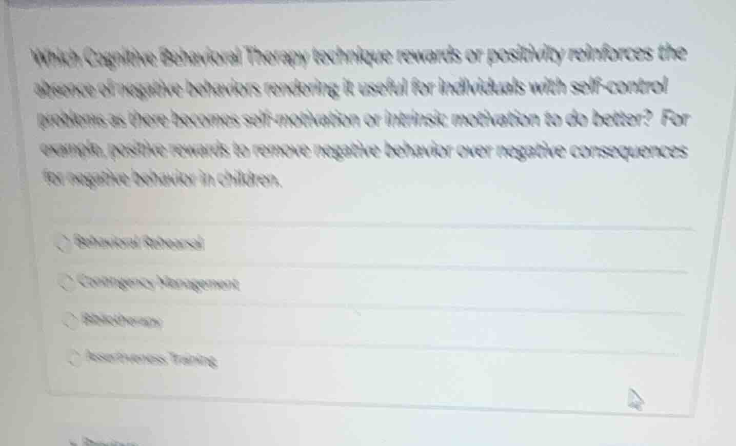 which cognitive behavioral therapy technique rewards or positively rein…