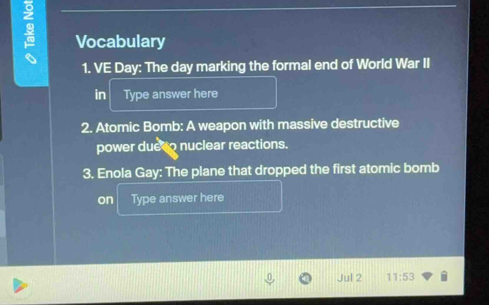 vocabulary 1. ve day: the day marking the formal end of world war ii in…
