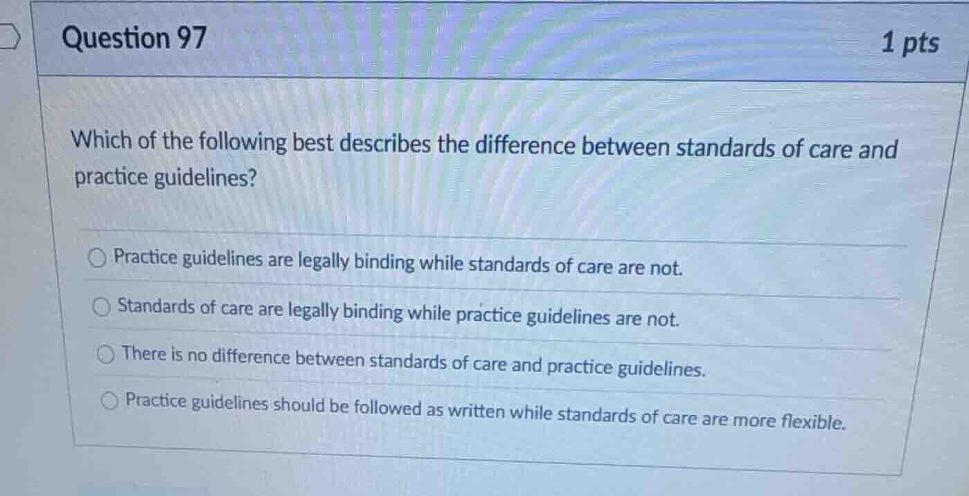 question 97 which of the following best describes the difference betwee…