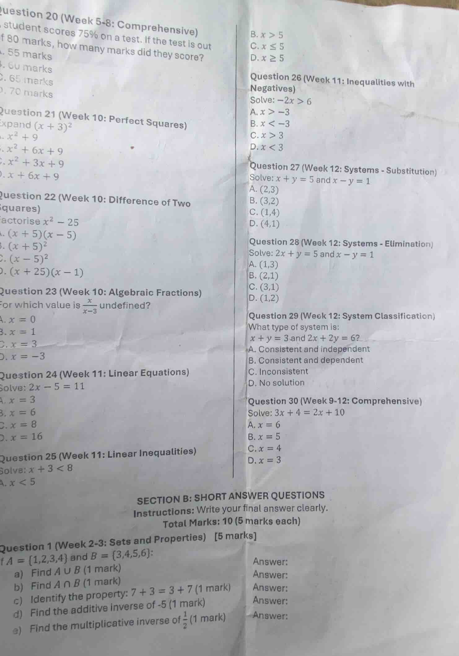 question 20 (week 5-8: comprehensive) a student scores 75% on a test. i…