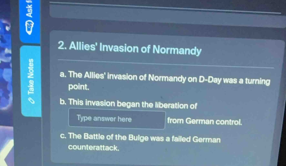 2. allies invasion of normandy a. the allies invasion of normandy on d-…