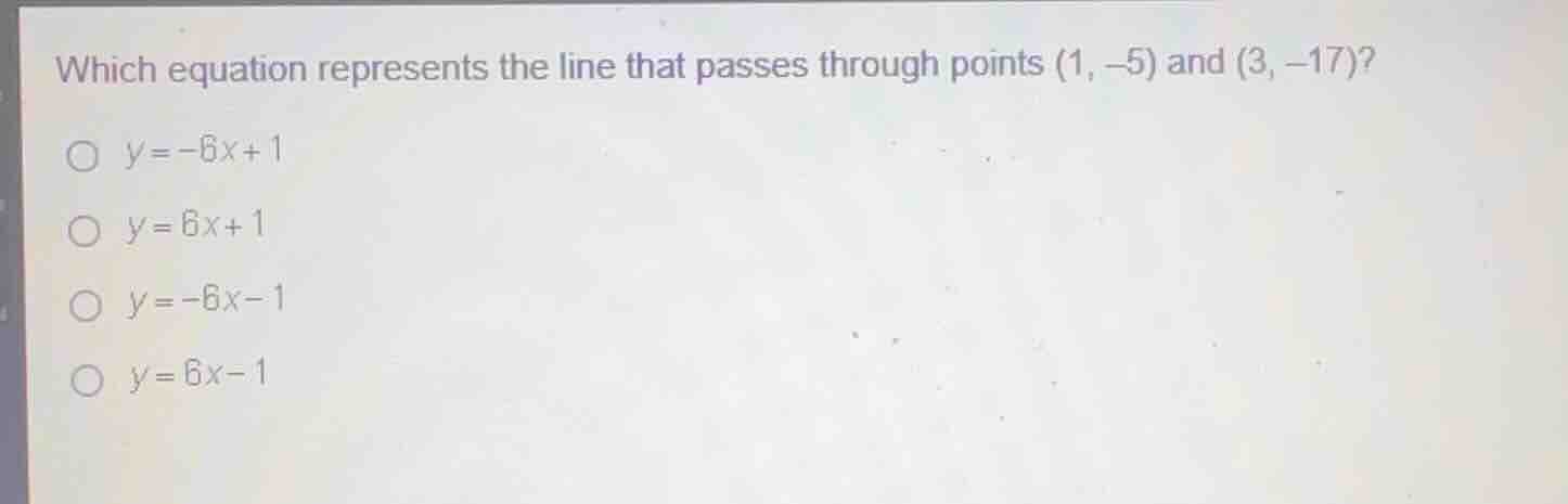 which equation represents the line that passes through points \\((1, -5…