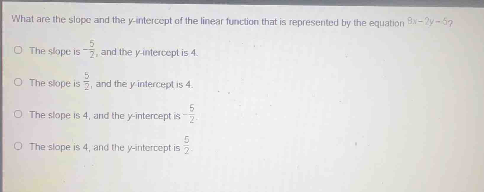 what are the slope and the y-intercept of the linear function that is r…