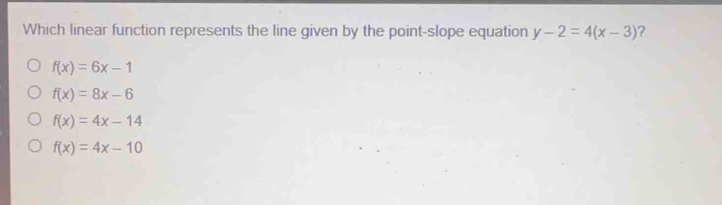 which linear function represents the line given by the point-slope equa…
