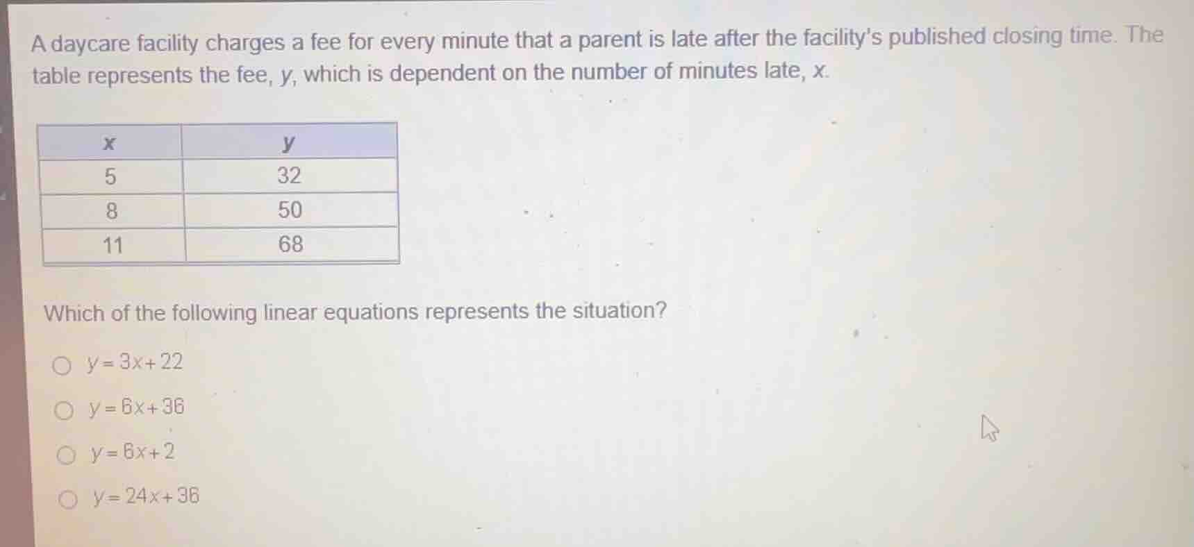 a daycare facility charges a fee for every minute that a parent is late…