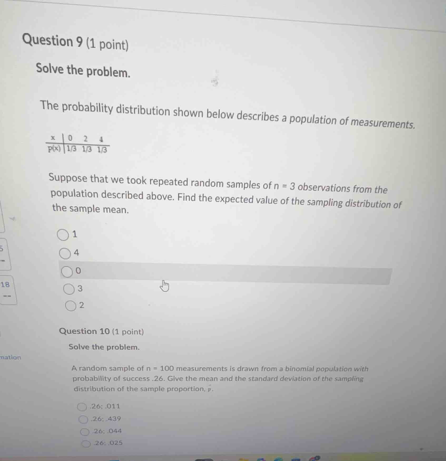 question 9 (1 point) solve the problem. the probability distribution sh…