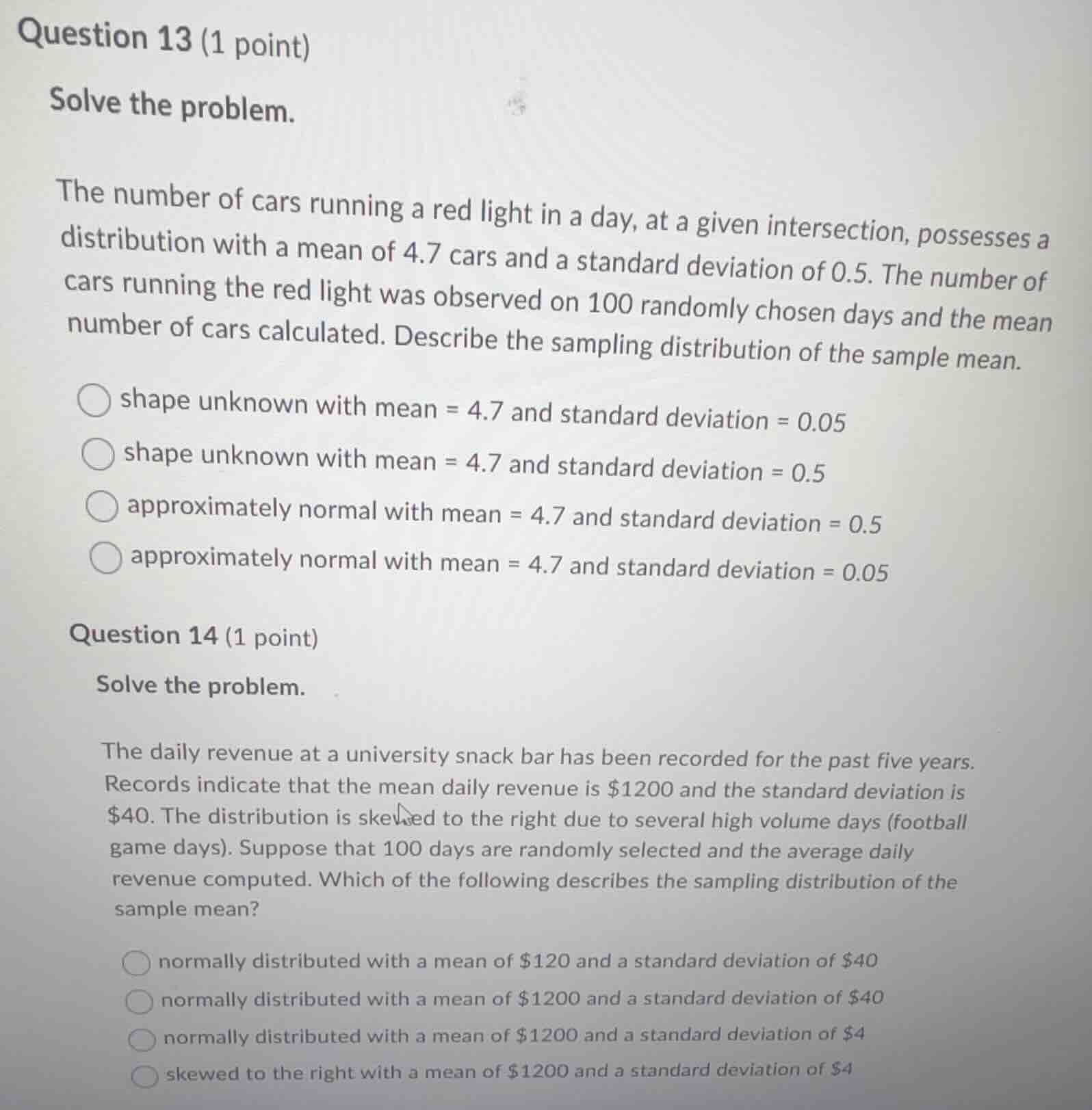 question 13 (1 point) solve the problem. the number of cars running a r…