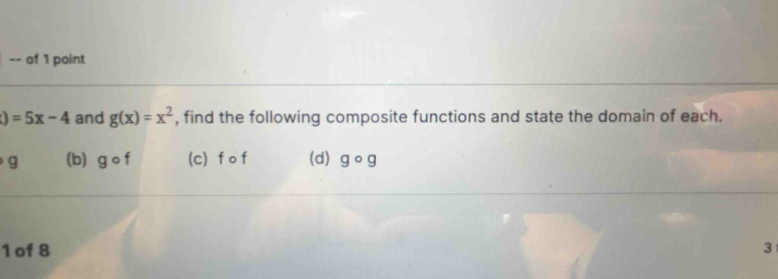 if \\(f(x) = 5x - 4\\) and \\(g(x) = x^2\\), find the following composi…