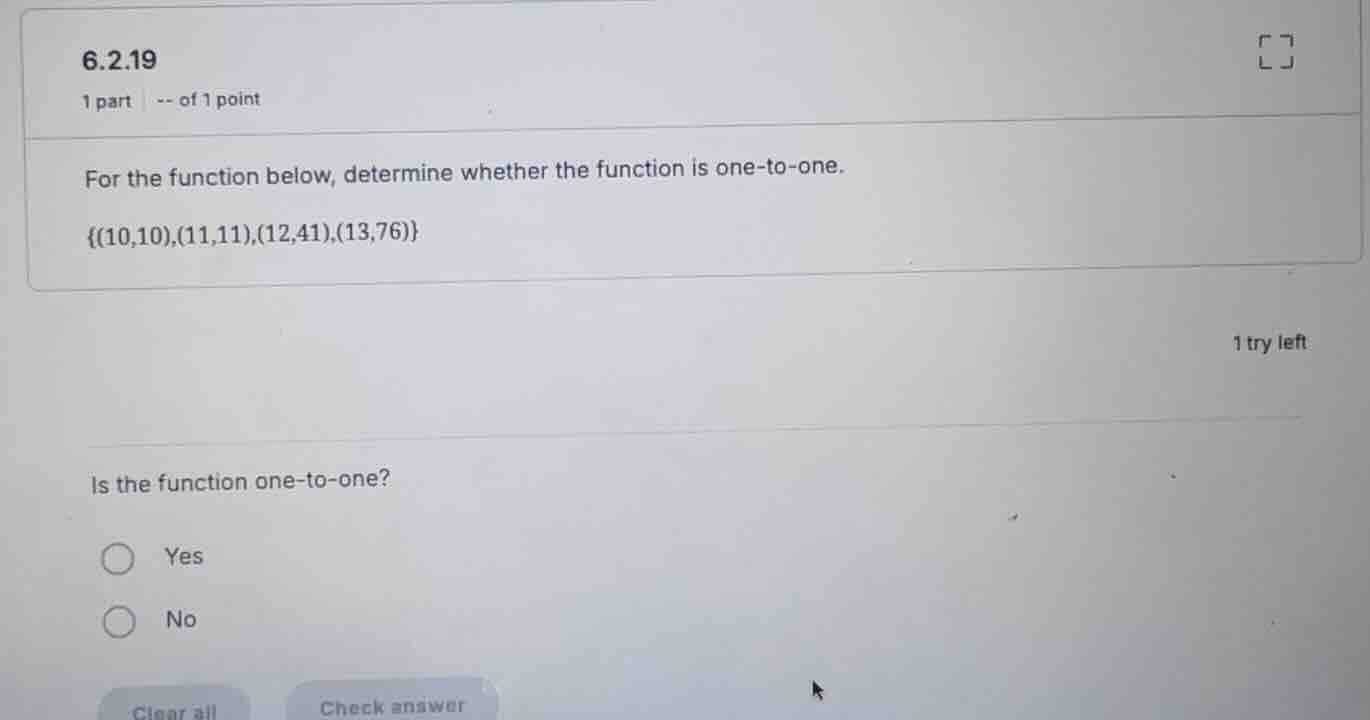 6.2.19 1 part -- of 1 point for the function below, determine whether t…