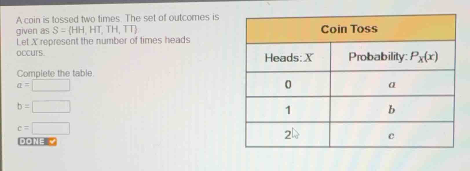 a coin is tossed two times. the set of outcomes is given as \\(s = \\{\…