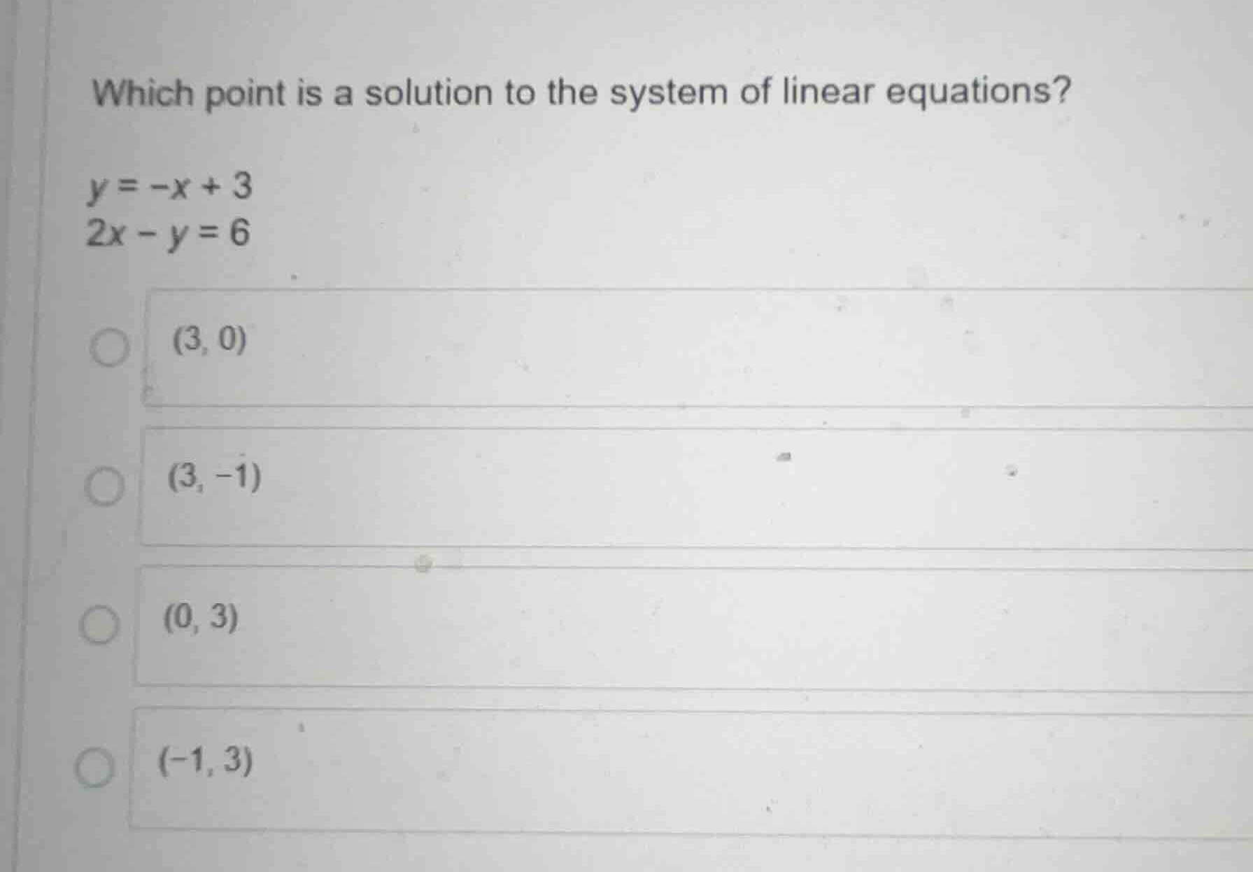 which point is a solution to the system of linear equations? \\(y = -x …